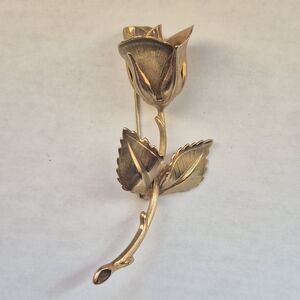 Vintage Signed Giovanni Gold Tone Rose Brooch
